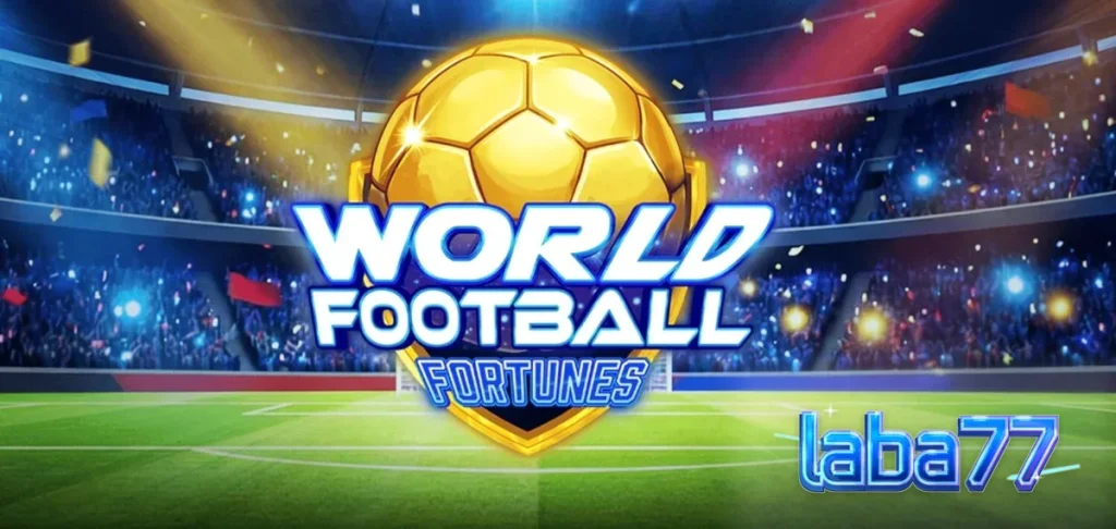 Tampilan visual slot World Football Fortunes dengan latar belakang stadion yang megah